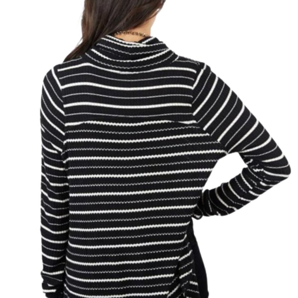 Free People We the Free Kristina Striped Drippy Waffle knit cowl Thermal Top M - Picture 4 of 14